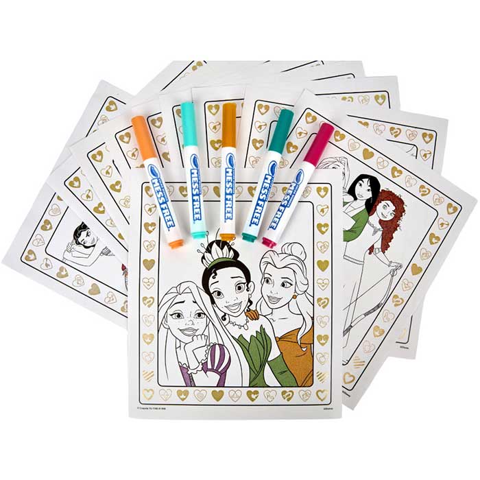 Color Wonder Mess Free Disney Princess Glitter Coloring Pages & Markers contents.