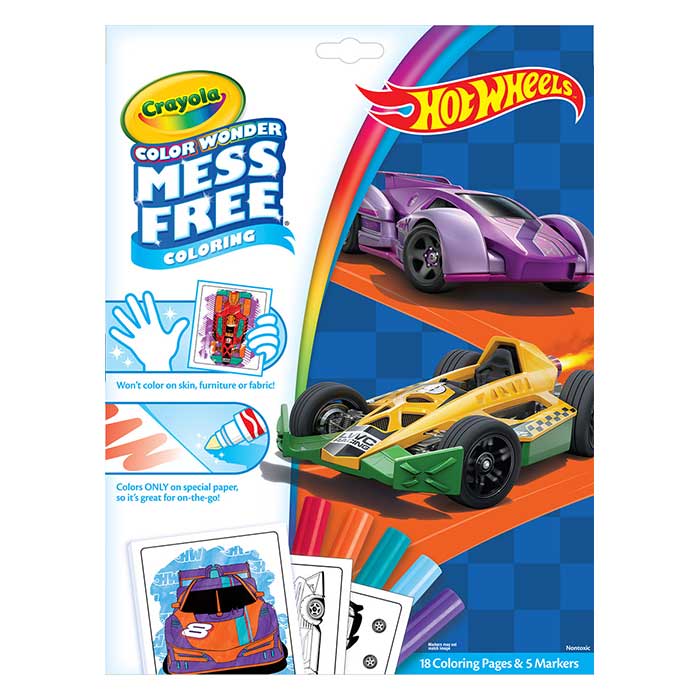 Color Wonder Mess Free Hot Wheels Coloring Pages & Markers front view.