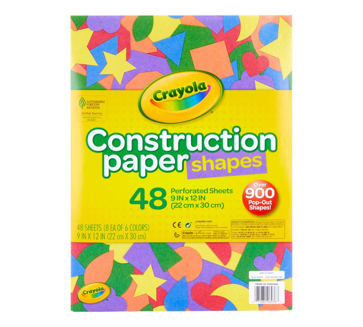 Construction Paper Shapes 48 count  front view.