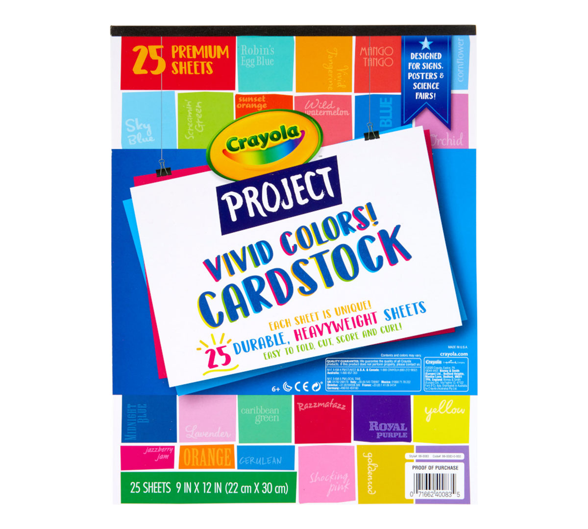 Vivid Colors Cardstock Front View