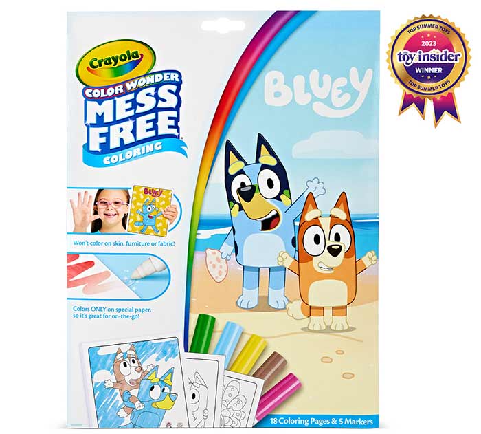 Color Wonder Mess Free Activity Kit, Bluey front view with Toy Insider award seal