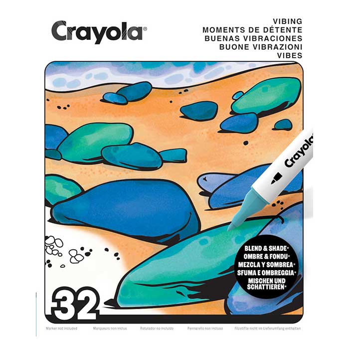 Vibing Adult Coloring Book, 32 pages front view.