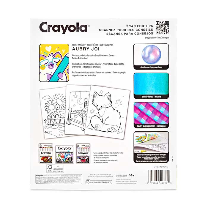 Cozy Cottages Adult Coloring Book, 32 Pages back view.