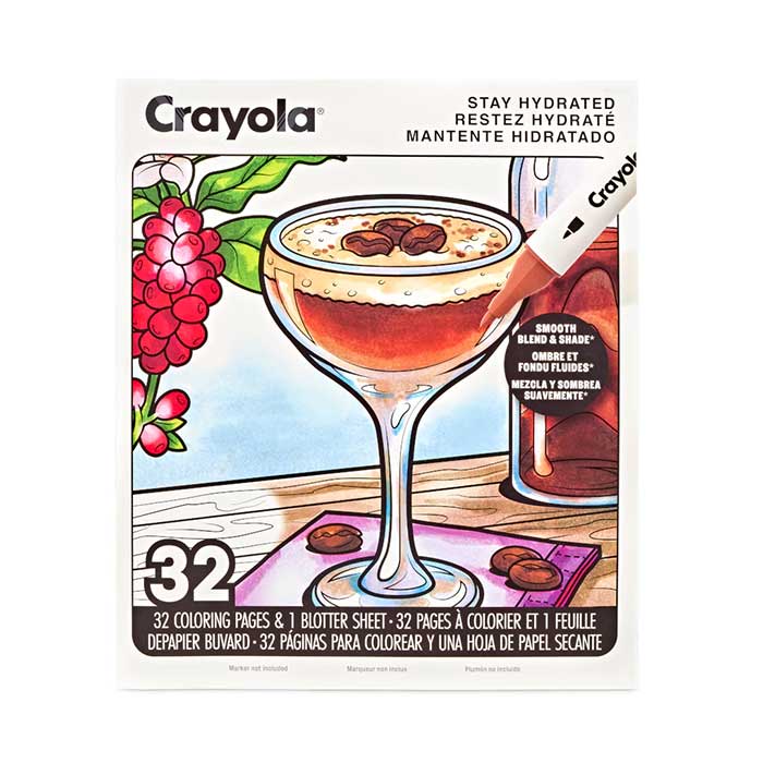 Stay Hydrated Adult Coloring Book, 32 Pgs front view.