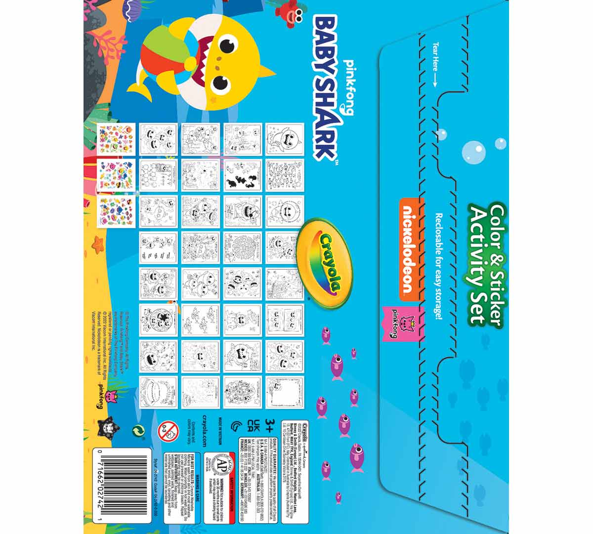 Color & Sticker Activity Foldalope Baby Shark back view