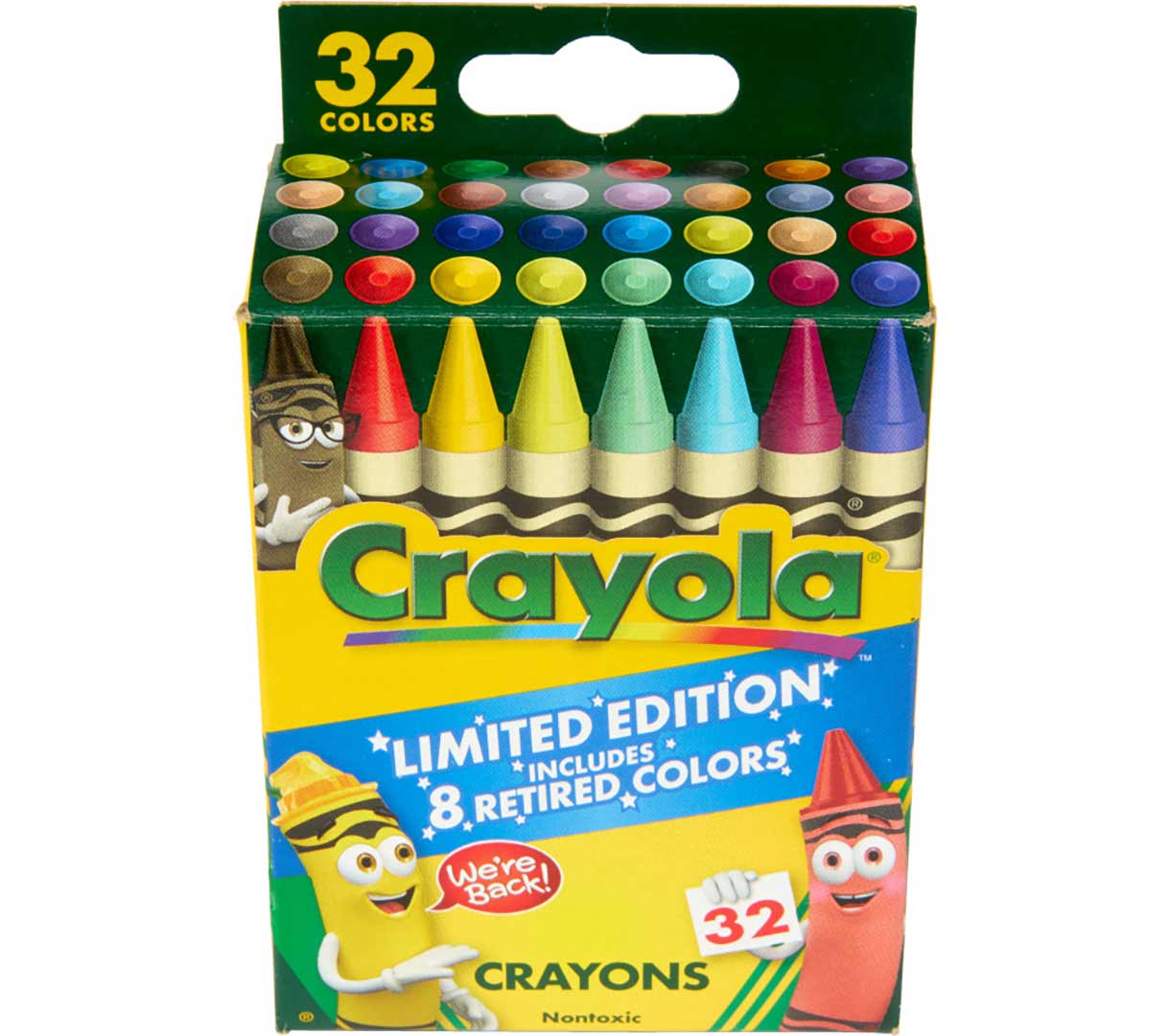 https://shop.crayola.com/color-and-draw/crayons/classic-and-limited-edition-retired-crayons-32-count-523014A000.html Classic & Limited Edition Retired Crayons, 32 Count, top view.
