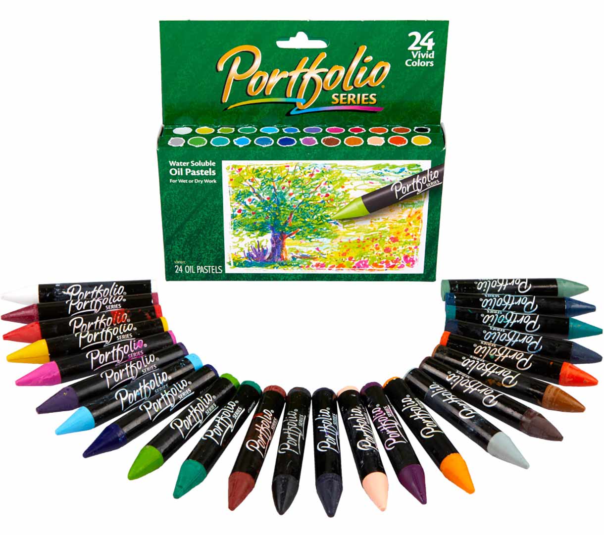Portfolio Series Water Soluble Oil Pastels, 24 count packaging and contents.