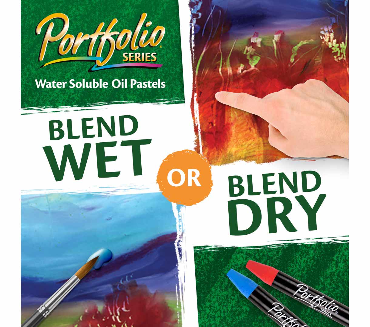 Portfolio Series Water Soluble Oil Pastels  24 count. Blend wet or blend dry.