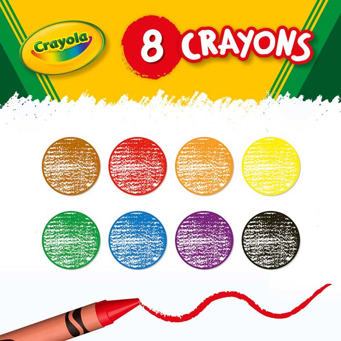 Classic Crayons, 8 Count color swatches.