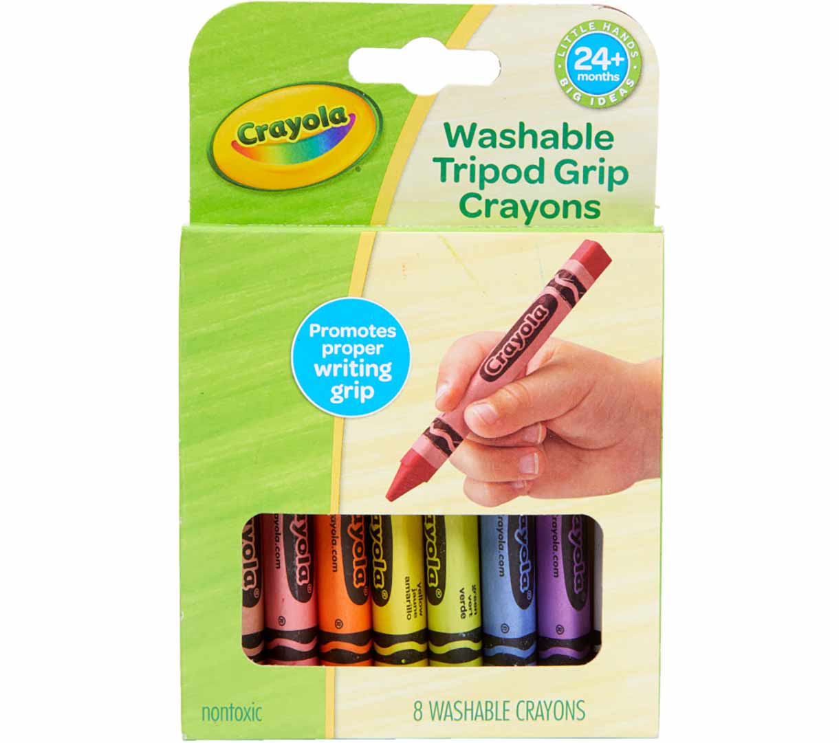 Washable Triangular Grip Crayons  8 count front view.