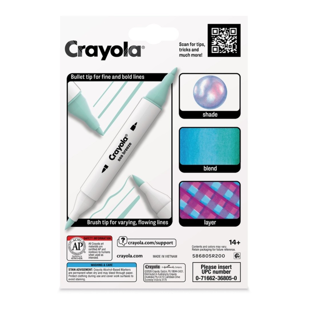 Crayola All Grown Up - Double Tip Alcohol-Based Markers - Sand and Sea Colours 8pcsBack view