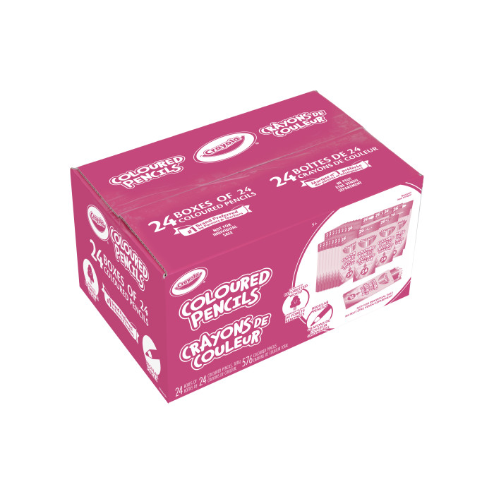 Coloured Pencils Bulk Pack  24 Boxes of 24 Coloured PencilsSide view