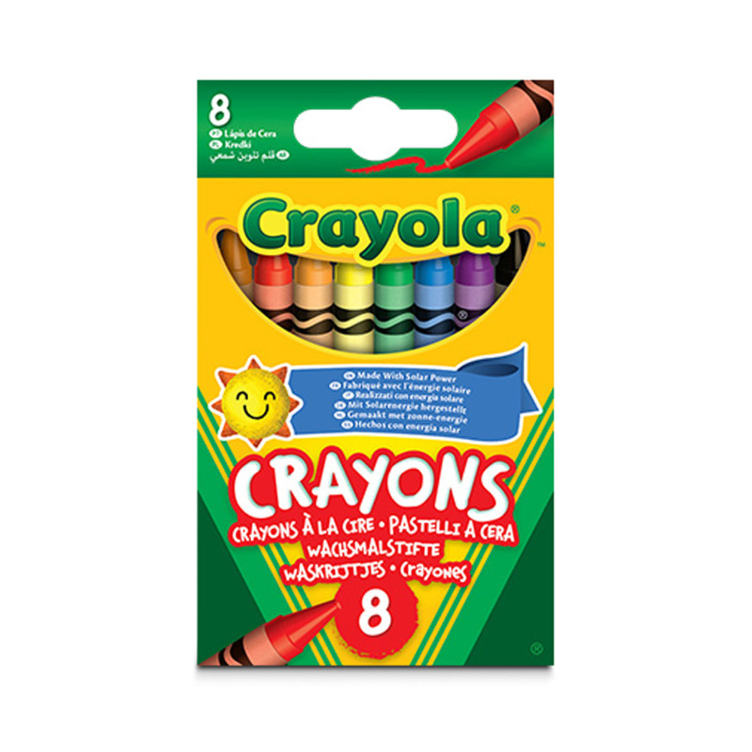 Crayola Crayons, Pack of 8 Classic Colours front view.