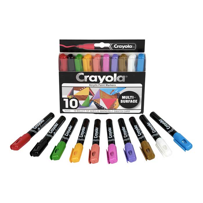 Bullet Tip Acrylic Paint Markers, 10ct packaging and contents.