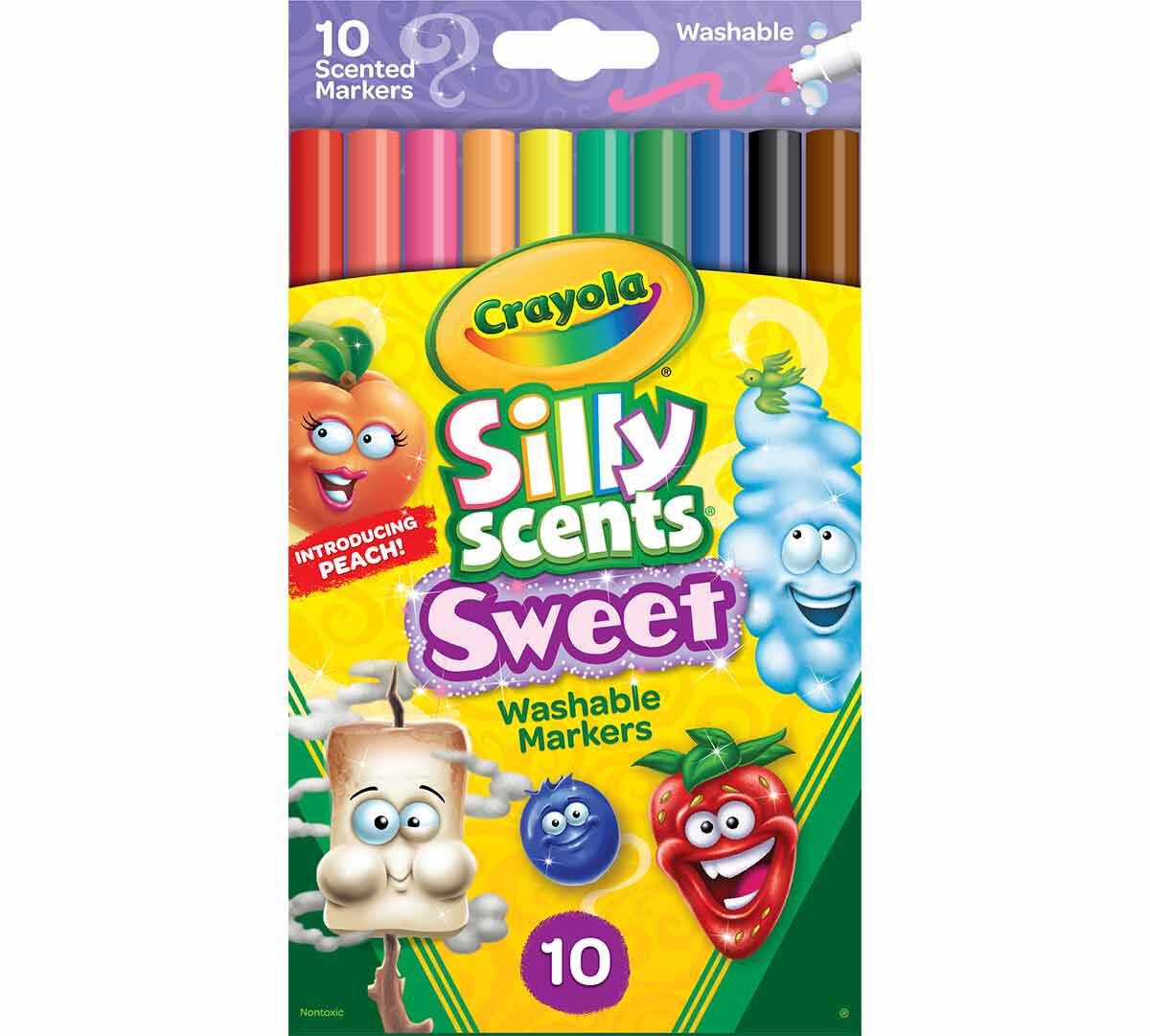 Silly scents fine line markers sweet scents, 10 count. Front view.