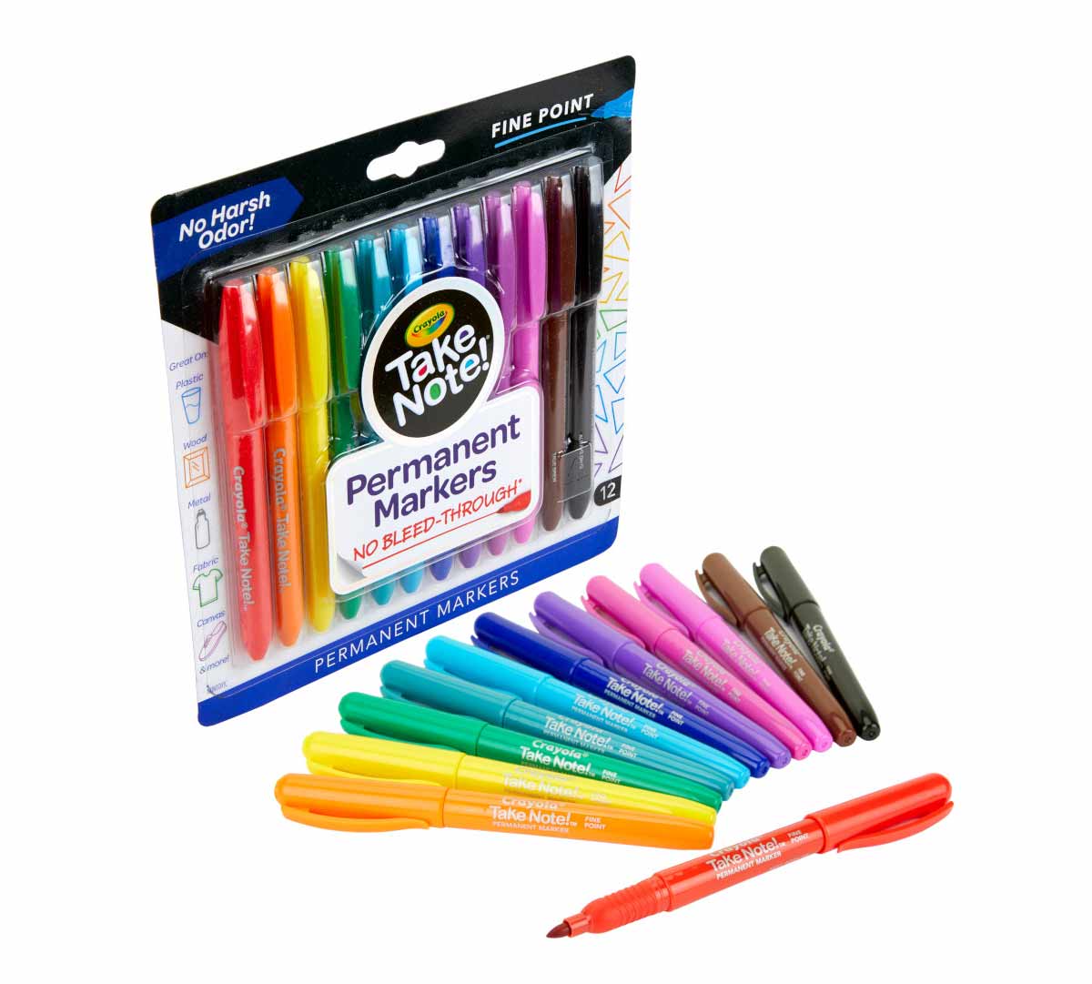 Take Note Permanent Markers 12 count packaging and contents