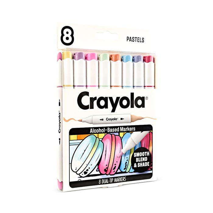 Crayola Color Collections Dual-Tip Alcohol-Based Markers - Pastels (8ct) left-side view.