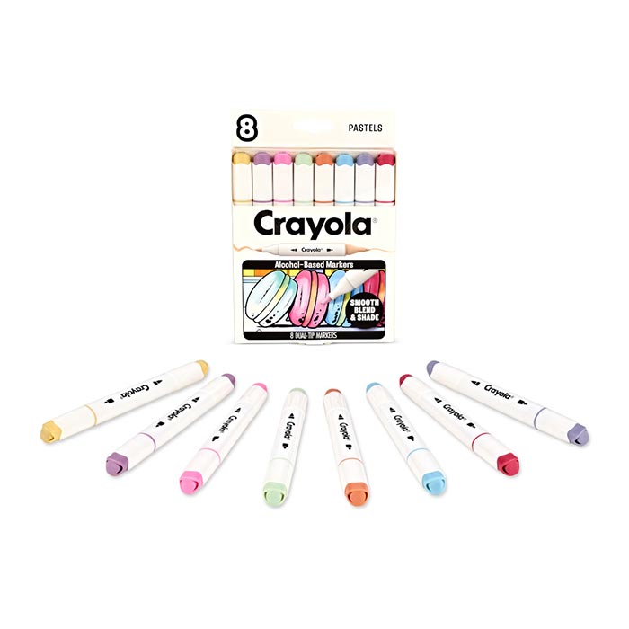 Crayola Color Collections Dual-Tip Alcohol-Based Markers - Pastels (8ct) packaging and contents.