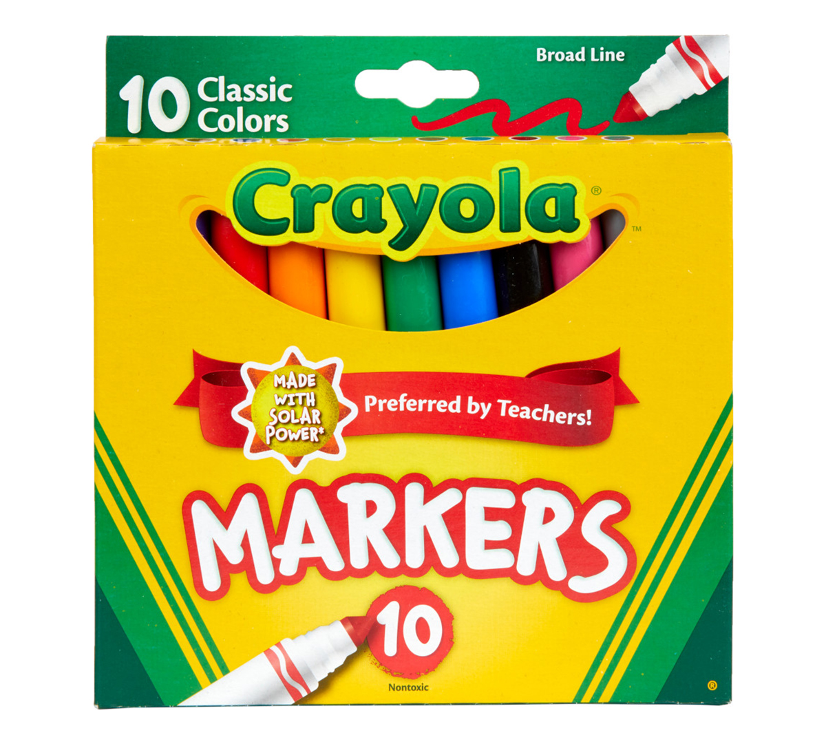 Broad Line Markers, classic colors, 10 count. front of box