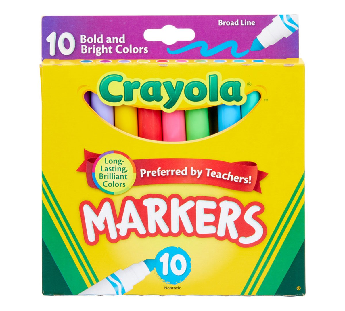 Ultra-clean markers, broad line, bold, 10 count. front view.