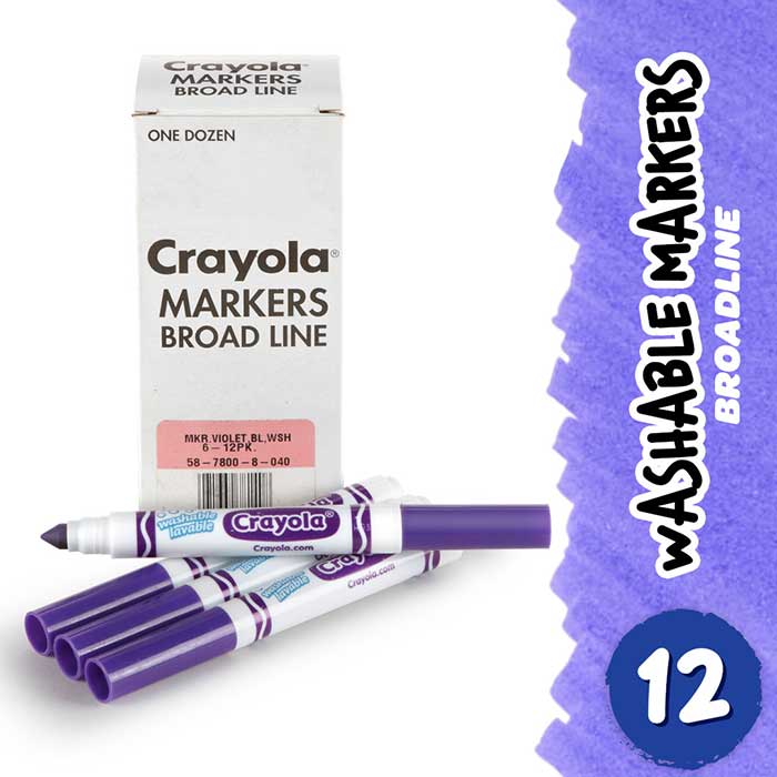 Single Color Ultra-Clean Washable Markers, Conical Tip, 12 Count-Choose Your Color. Washable Markers 12 breoadline