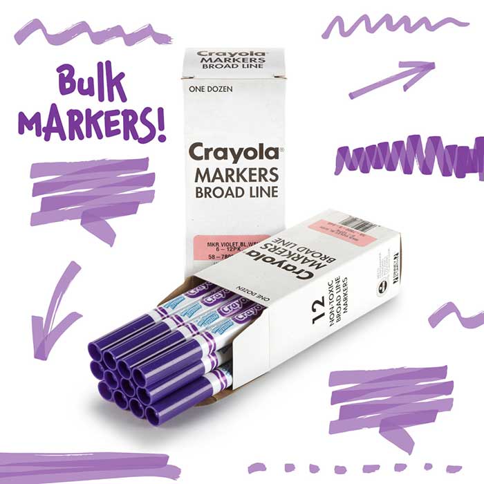 Single Color Ultra-Clean Washable Markers, Conical Tip, 12 Count-Choose Your Color. Bulk Markers!