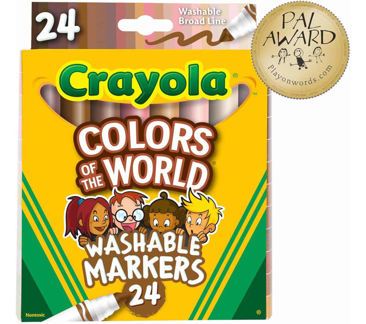 Colors of the World Washable Skin Tone Markers, 24 Count. front view.