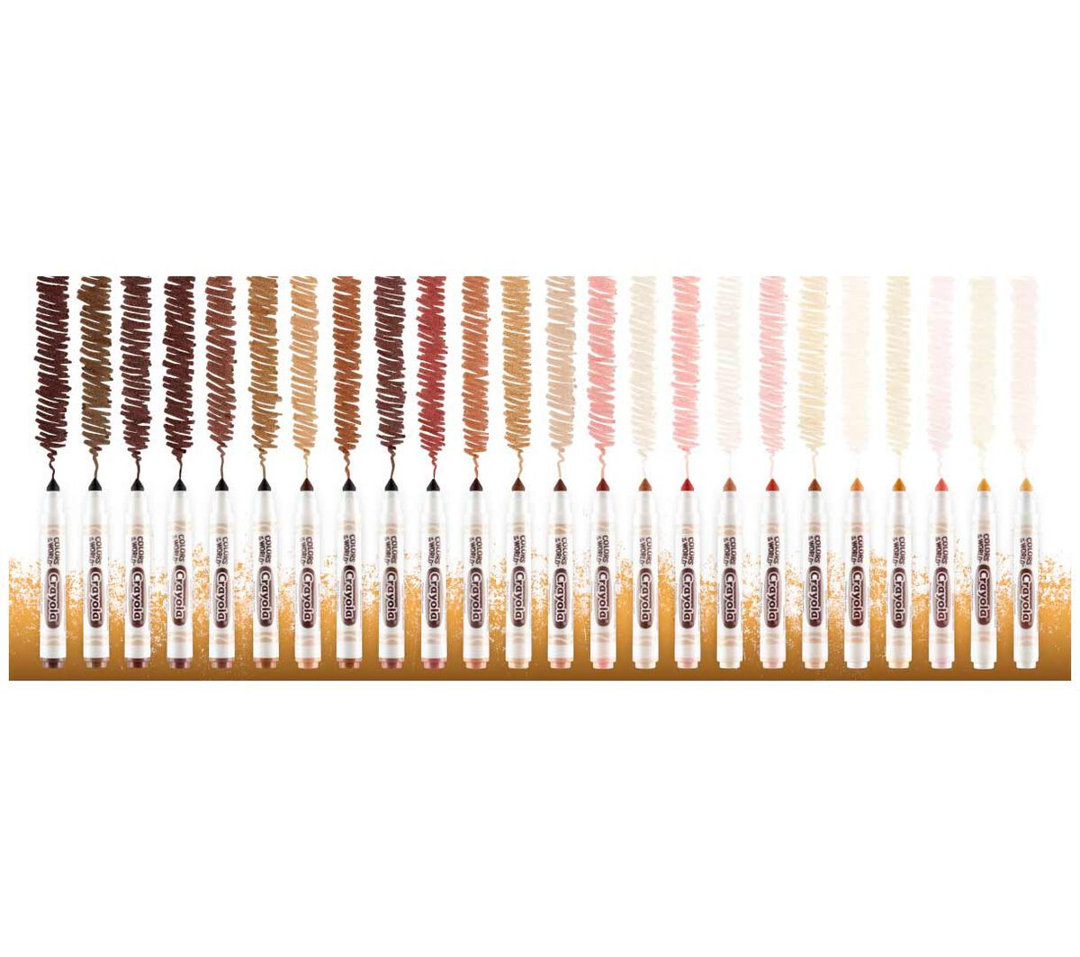 Colors of the World Washable Skin Tone Markers, 24 Count.  contents with swatches.