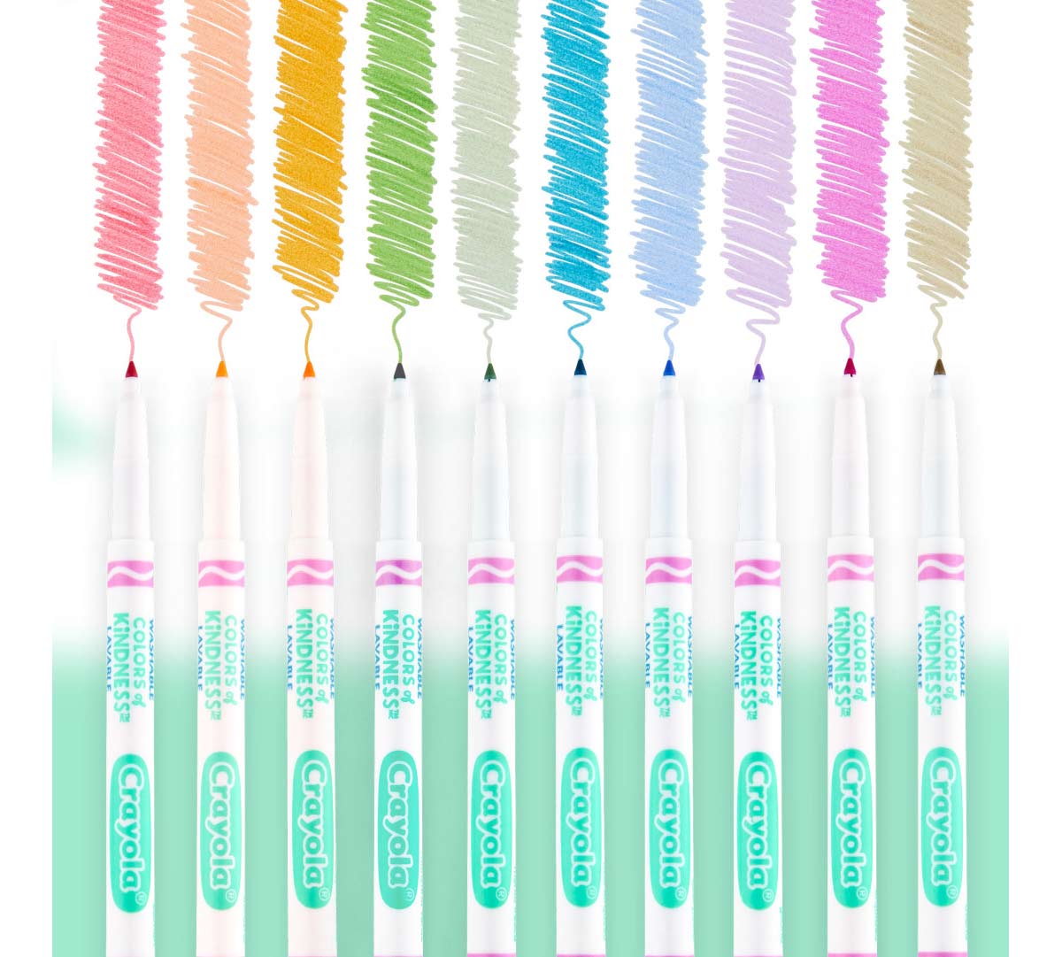Crayola Colors of Kindness Washable Fine Tip Markers  10 count color swatches