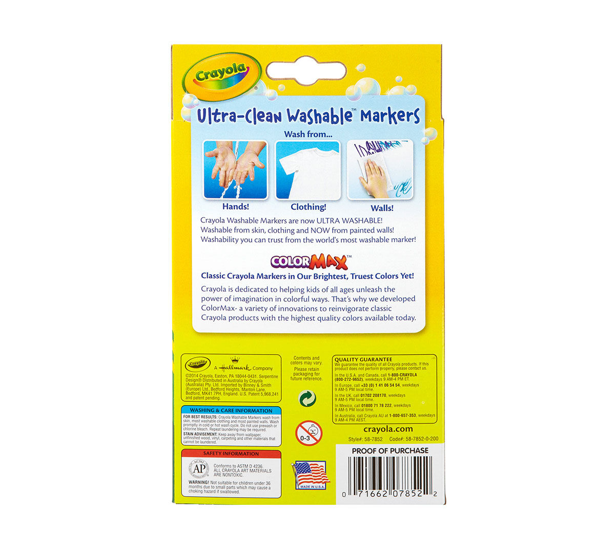 Ultra-clean markers, fine line, classic colors, 10 count. back view.