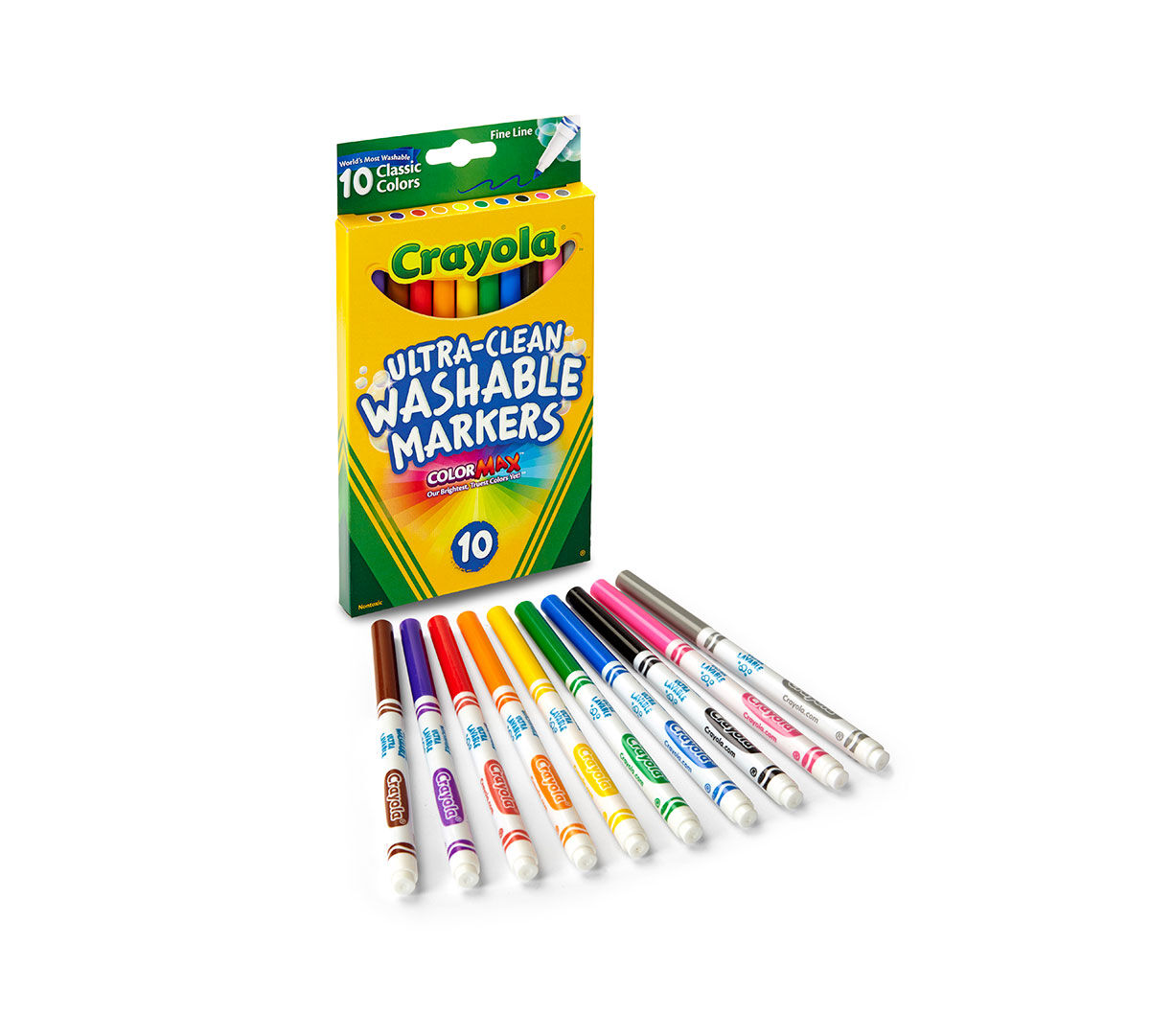 Ultra-clean markers, fine line, classic colors, 10 count. packaging and contents.