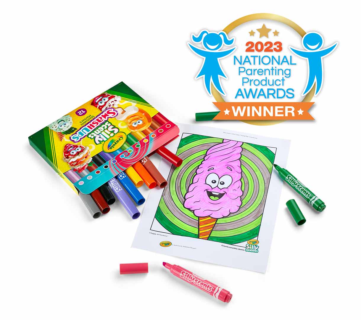 Silly Scents Smash Ups Wedge Tipped Washable Markers with award winner seal
