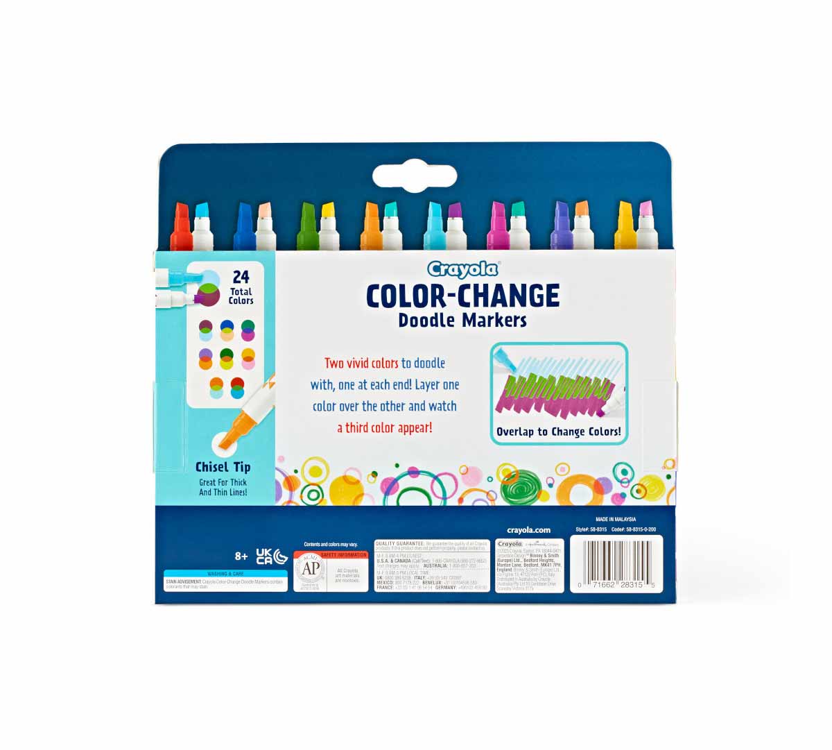 Doodle & Draw Color Change Doodle Marker  8 count back view