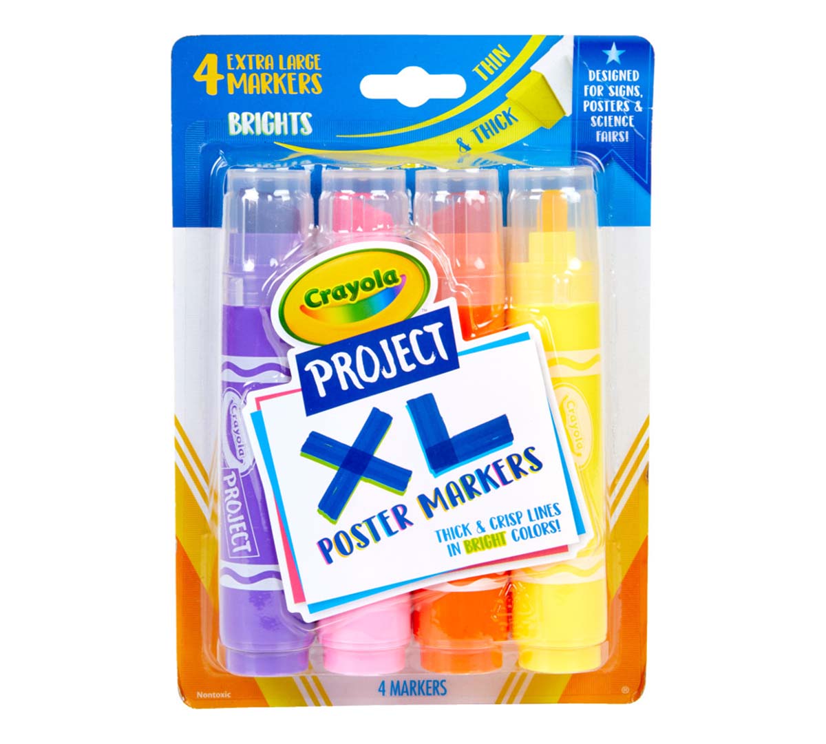 XL Poster Markers, 4 Count Bright Colors