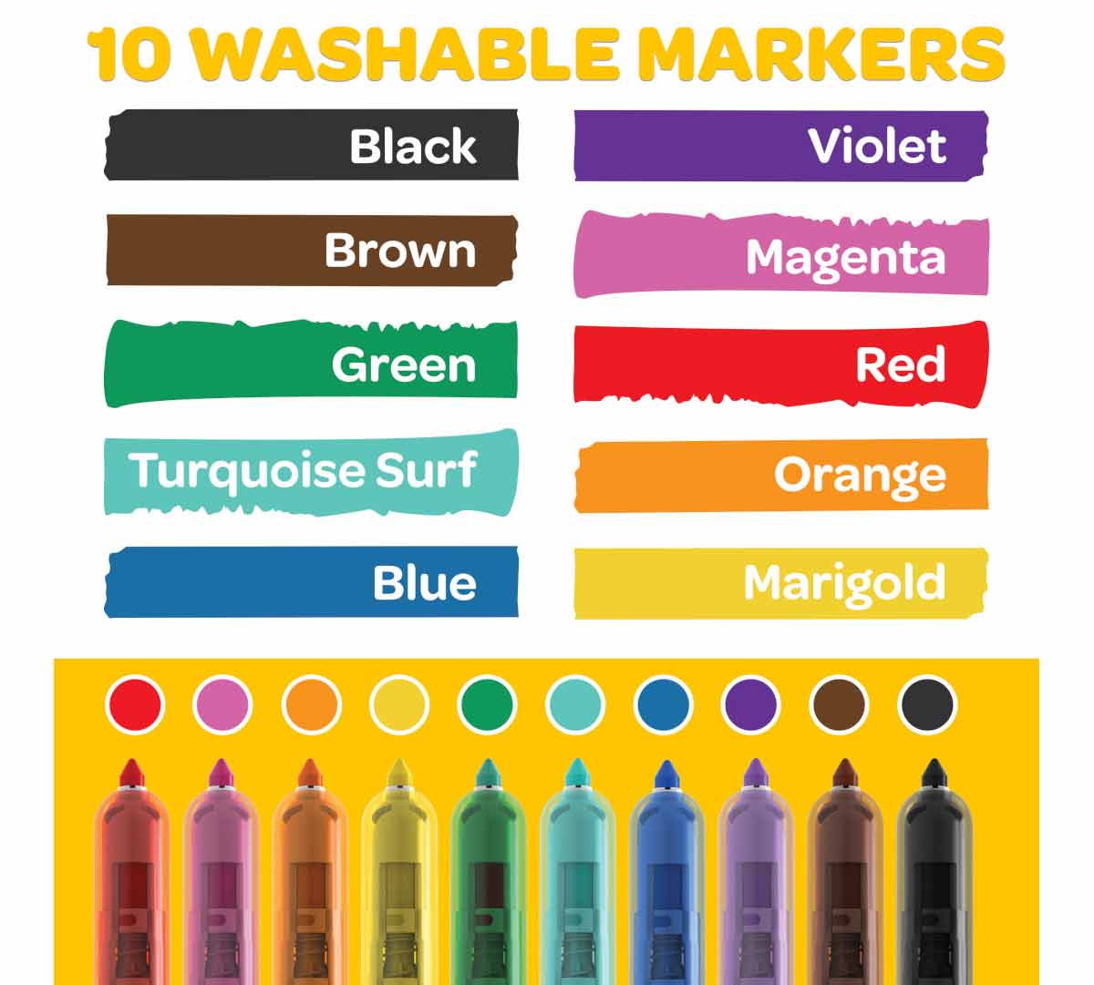 Clicks Retractable Markers  10 Count Color Swatches