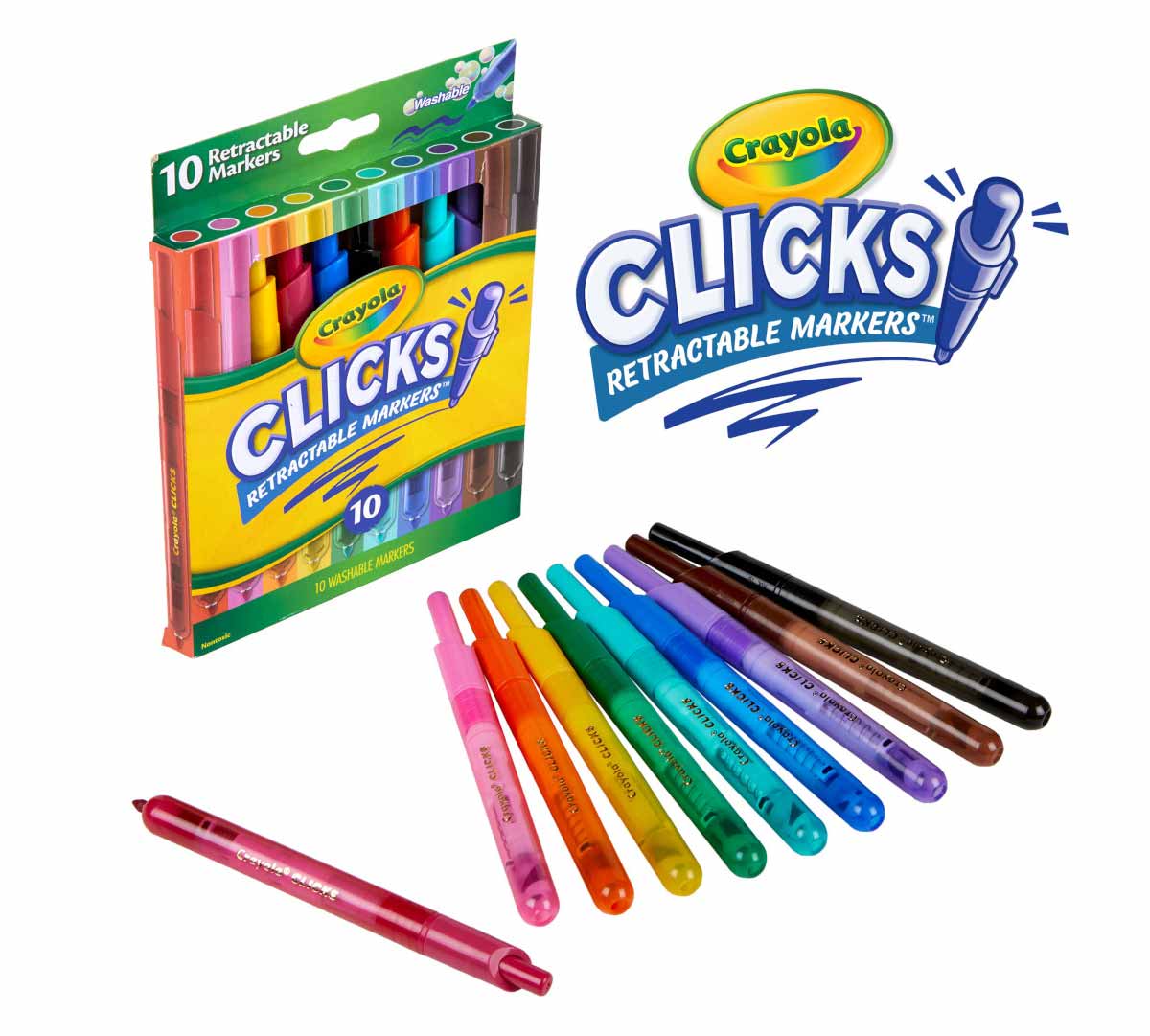 Clicks Retractable Markers  10 Count Out of Package