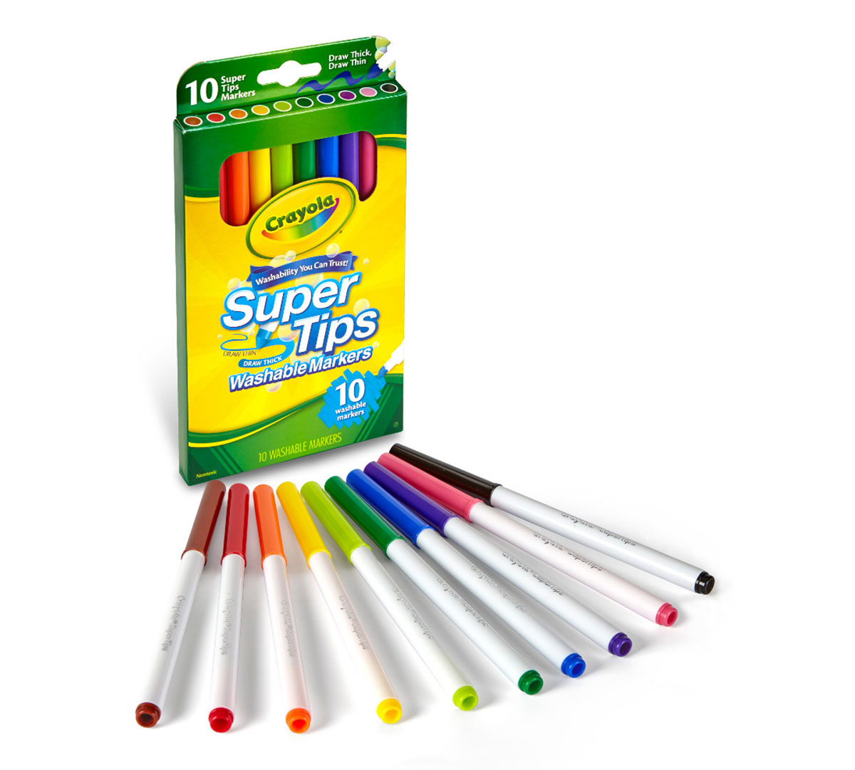 Washable Super Tips Markers  10 count packaging and contents.