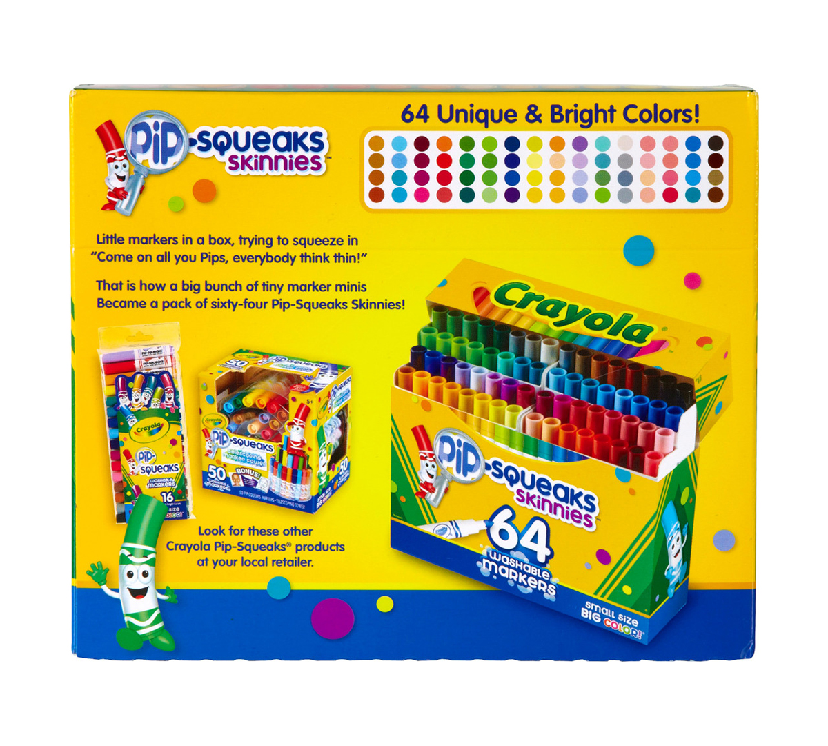 Pip Squeaks Washable Markers, 64 Count