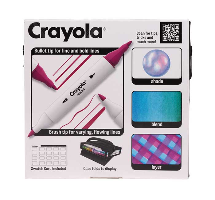 Crayola Alcohol-Based Markers, 20 count set back view.