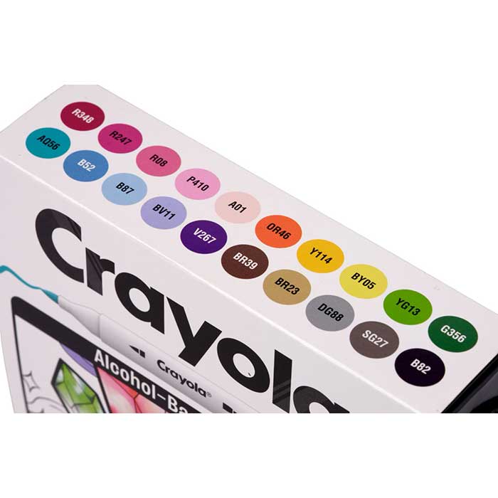 Crayola Alcohol-Based Markers, 20 count set top view.