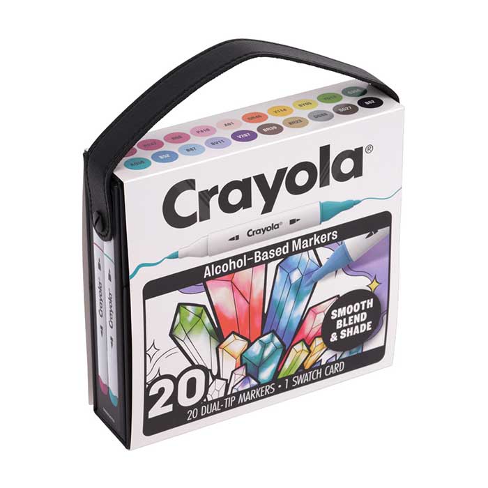 Crayola Alcohol-Based Markers, 20 count set left-side view.