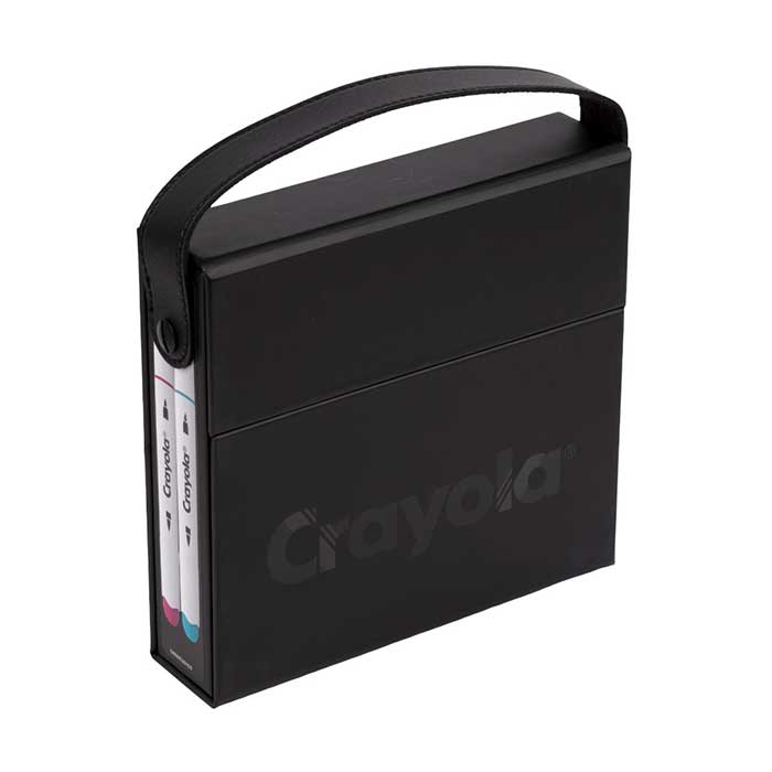 Crayola Alcohol-Based Markers, 20 count set. carry case left-side view.