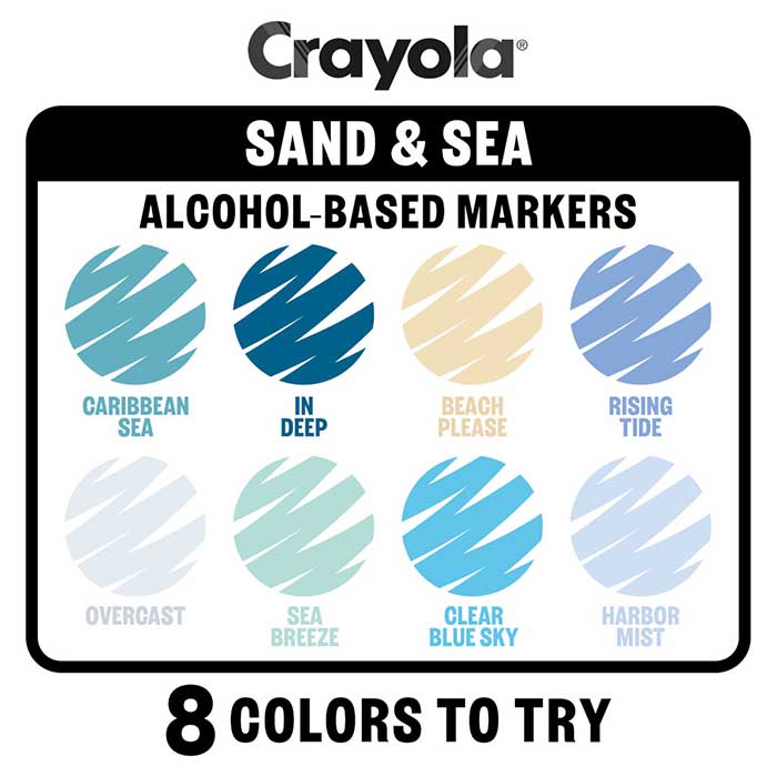 Dual-Tip Alcohol-Based Markers, Sand & Sea, 8ct. alcohol-base markers color swatches. 8 colors to try.
