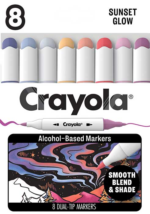 Crayola Color Collections Dual-Tip Alcohol-Based Markers - Sunset (8ct) front view.