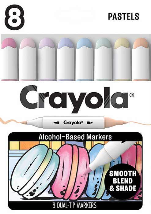 Crayola Color Collections Dual-Tip Alcohol-Based Markers, Pastels - 8ct. front view.