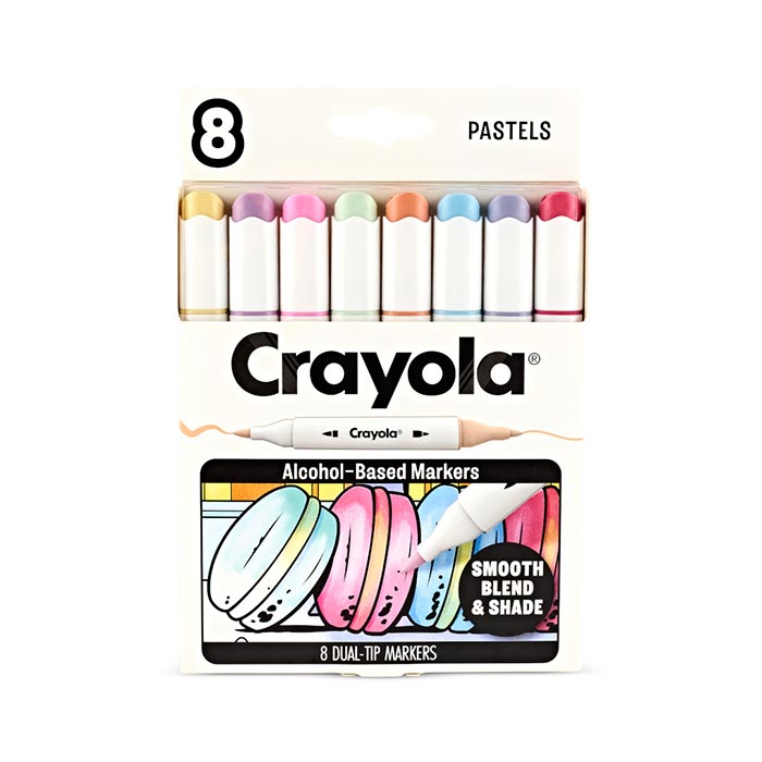 Crayola Color Collections Dual-Tip Alcohol-Based Markers, Pastels - 8ct. front view.
