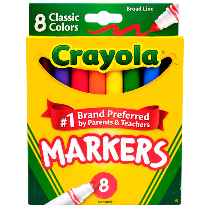 Broad Line Markers, Classic Colors, 8 Count front view.