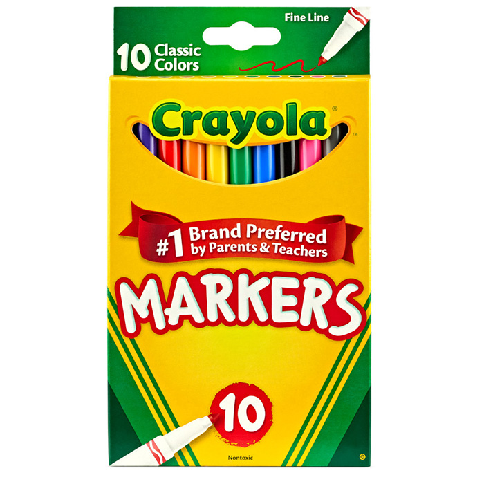 Fine Line Markers, Classic Colors, 10 Count front view.