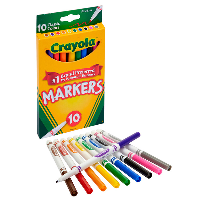 12 box classpack of 10 count classic markers  fine line.  individual box with contents.