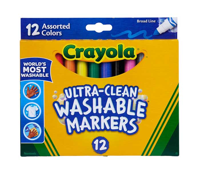Ultra-Clean Washable Broad Line Markers front view with one markers standing on end.